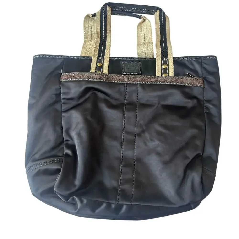 Coach Legacy Weekend Tote 19811 Black Nylon Leather Large Carryall Bag